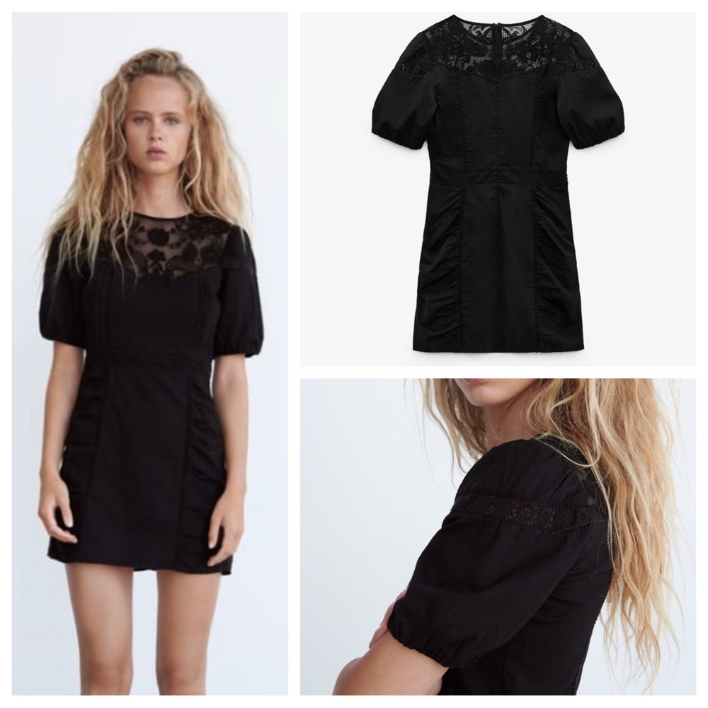 Zara Embroidery Lace Black Dress